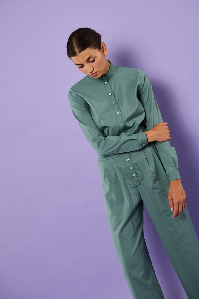 Sophia Lee Loa Jumpsuit / Dusty green wool