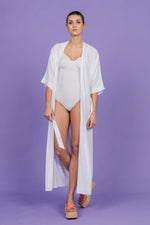 Sophia Lee Long Kimono dress / White with dots